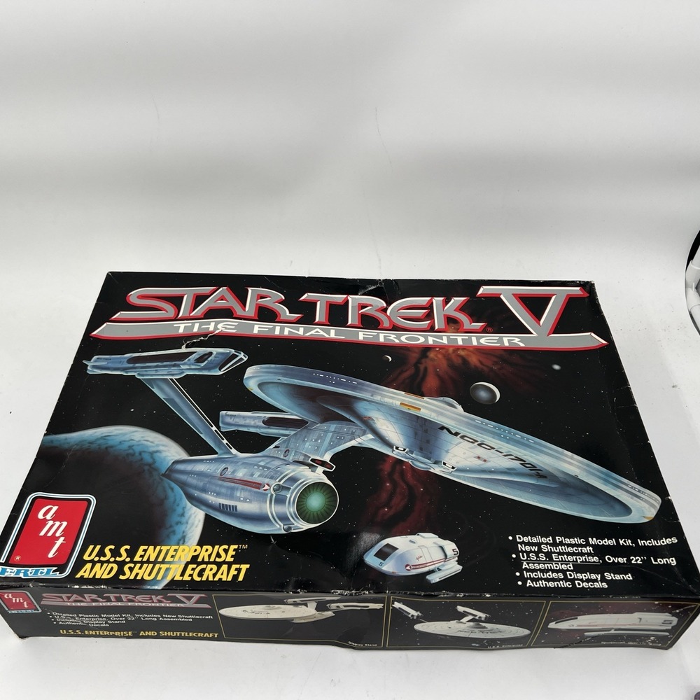 New AMT Model #6876 STAR TREK V The Final Frontier USS Enterprise  Box Damaged